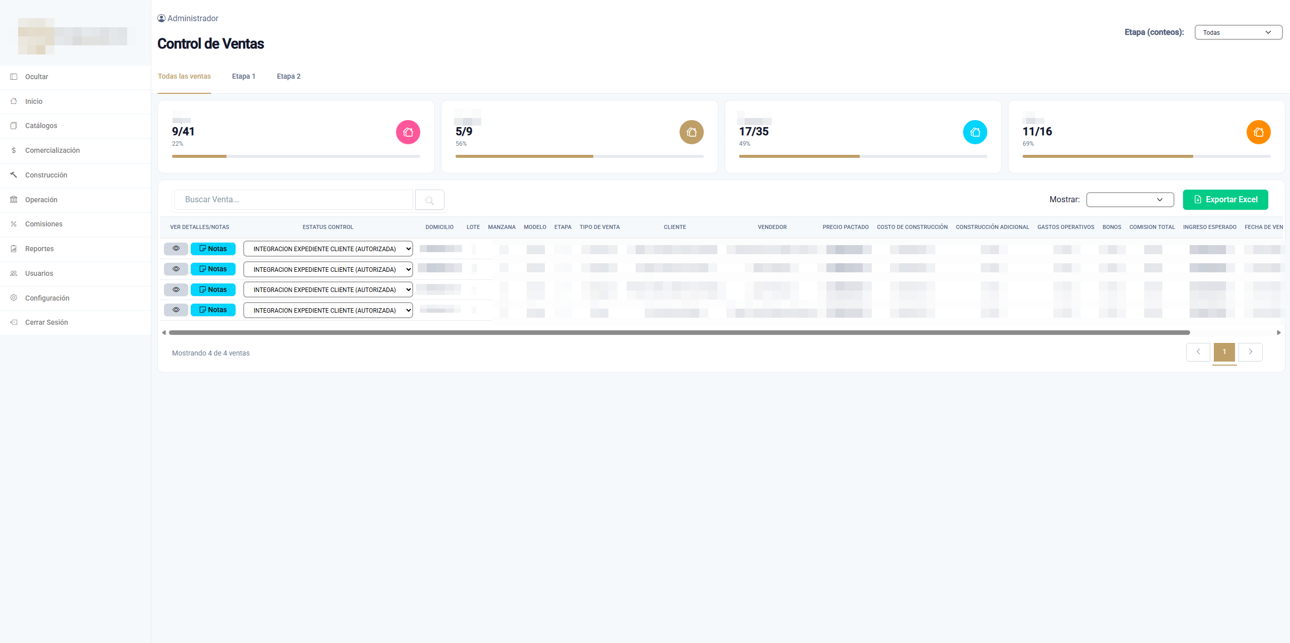 Home Sales Control Panel
